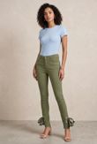 Ankle Lace Tie Up Stretch Skinny Dark Khaki Jeans