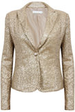 Gold Sequin Encrusted Fitted Blazer