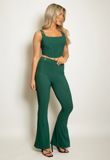 Green Corset Top And Flare Trouser Set