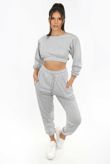 Grey Long Sleeve Cropped Loungewear