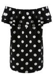 Black Polka Dot Off Shoulder Shift Dress