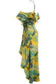 Yellow Tropical Asymmetrical Cami Dress