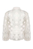 White Mesh Flower Trim Button Up Shirt