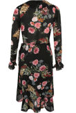 Black Floral Print Wrap Dress