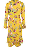 Yellow Floral Print Wrap Dress