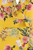 Yellow Floral Print Wrap Dress