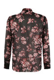 Black Floral Knotted Neck Shirt