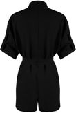 Black Cargo Button Down Belted Playsuit