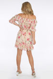 Beige Floral Bardot Day Dress