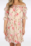 Beige Floral Bardot Day Dress