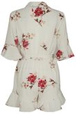 Cream Cross Over Floral Print Playsuit