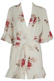 Cream Cross Over Floral Print Playsuit