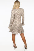 Foil Print Wrap Dress In Beige