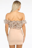 Pink Organza Trim Off Shoulder Mini Dress