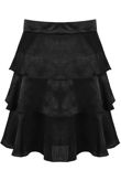Black Tier Hem Side Zip Up Mini Skirt