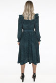 Green Floral Print Front Knotted Midi Dress