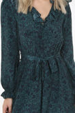 Green Floral Print Front Knotted Midi Dress
