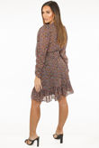Orange Contrast Floral Print Chiffon Dress