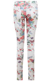 Cream With Red Flower Print Detail Jeans
