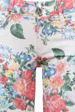 Cream With Red Flower Print Detail Jeans