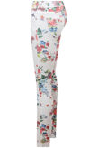 Cream With Red Flower Print Detail Jeans