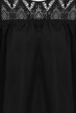 Black Crochet Top Long Sleeve Blouse 