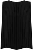 Black Pleated Back Button Up Sleeveless Tops