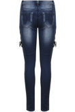 Blue Denim Side Lace Tie Up Fitted Jeans