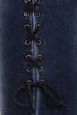 Blue Denim Side Lace Tie Up Fitted Jeans