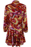 Multicolour Print Belted Flare Shirt Dress
