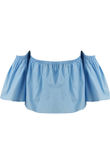Light Blue Elasticated Off Shoulder Crop Top 