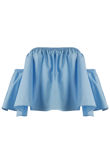 Light Blue Elasticated Off Shoulder Crop Top 