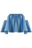Dark Blue Elasticated Off Shoulder Crop Top 