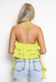 Light Green Corsage Frill Halter Neck Top