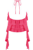 Pink Corsage Frill Halter Neck Top