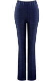 Navy Lurex Waist Wide Leg Trouser