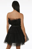 Black Organza Ruffle Bow Mini Dress