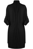 Black Tie Waist Cross Pocket Shirt Dress