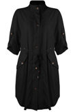 Black Tie Waist Cross Pocket Shirt Dress