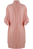 Rose Tie Waist Cross Pocket Shirt Dress