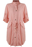 Rose Tie Waist Cross Pocket Shirt Dress