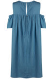 Blue Cold Shoulder Shift Dress