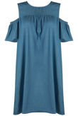Blue Cold Shoulder Shift Dress