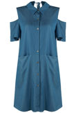 Cold Shoulder Denim Shirt Dress