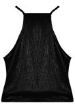 Black Cross Over Glittered Cami Tops