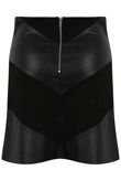 PU & Suede Paneled Skirt
