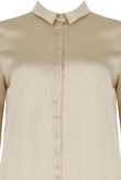 Cream Satin Front Button Up Shirt Tops