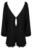 Black Pleated Back Button Up Playsuit 