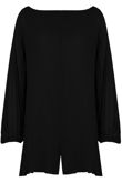 Black Pleated Back Button Up Playsuit 