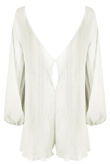 White Pleated Back Button Up Playsuit 
